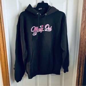 Jerzees Dark Brown Hoodie with Pink Accents